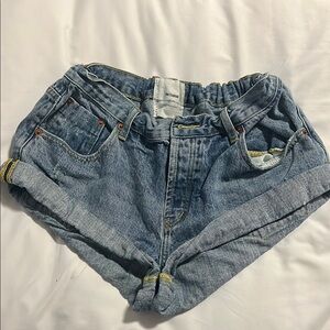 One Teaspoon Blue Jean Shorts High-Waisted Distressed
